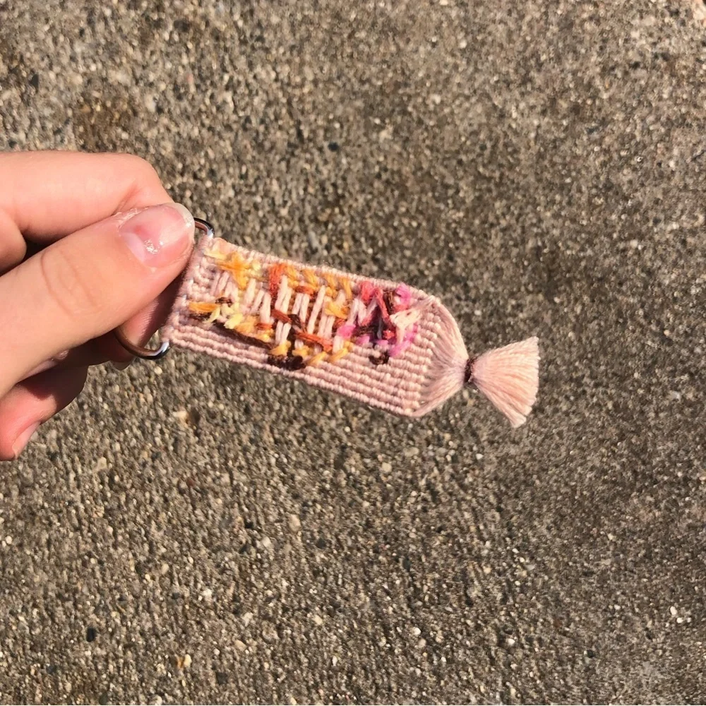 Handmade pumpkin fall inspired keychain
